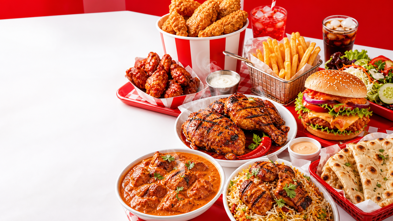 Fresh grilled chicken and burgers